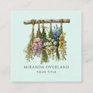 Unieke hangende bloemen vierkante visitekaartje