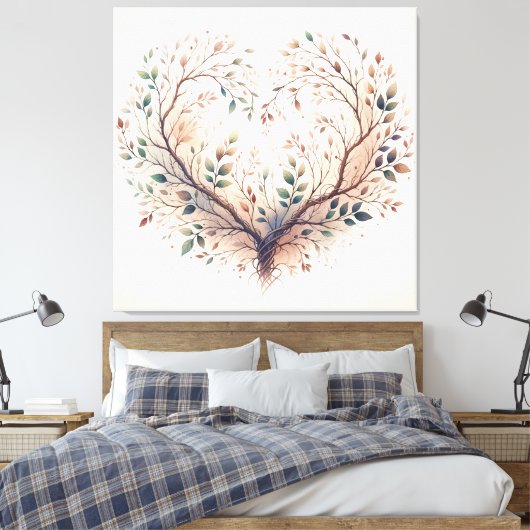 Unieke hart gestrekte canvas Print (Insitu (Slaapkamer))