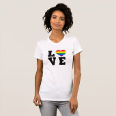 Unieke Hart Liefde Gestapelde Regenboog Split Teks T-shirt (Voorkant volledig)