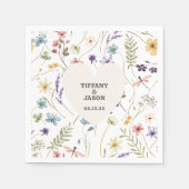 Unieke Hart Waterverf Wilde Bloem Bruiloft Servet (Voorkant)