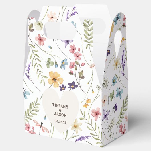 Unieke Hart Waterverf Wildflower Bloemen Bruiloft Bedankdoosjes (Geopend)