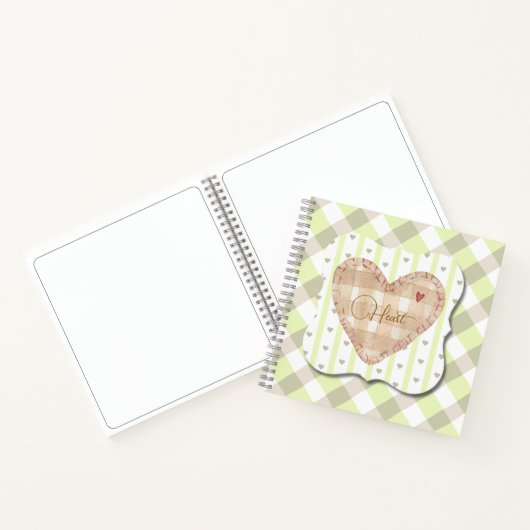 Unieke hartvorm met schaduw effect Groen patroon Notitieboek (Binnen)