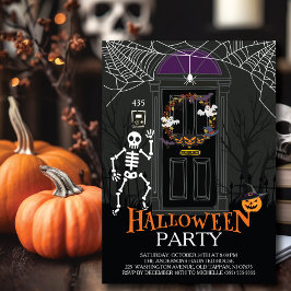 Unieke Haunted House Halloween Party Kaart