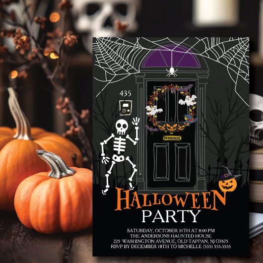 Unieke Haunted House Halloween Party Kaart