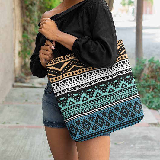Unieke, hedendaagse Aztec Tribal Mosaic Art Tote Bag