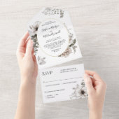 Unieke hedendaagse botanische bruiloft all in one uitnodiging (Afscheurbaar)