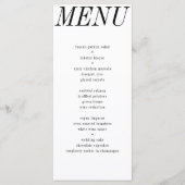 Unieke hedendaagse zwart wit typografie bruiloft menu (Voorkant)