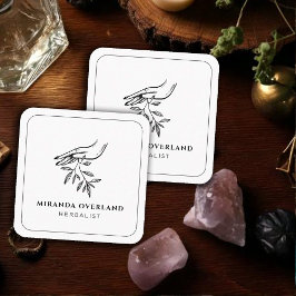 Unieke herbalist natuurgeneeskundige botanische bl vierkante visitekaartje