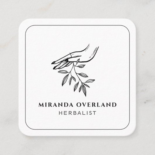 Unieke herbalist natuurgeneeskundige botanische bl vierkante visitekaartje (Voorkant)