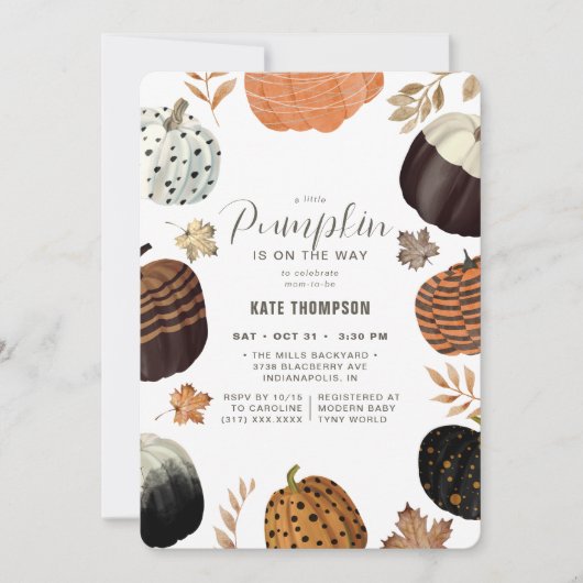 Unieke Herfst geschilderd klein pompoen Baby showe Kaart (Voorkant)