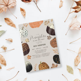 Unieke Herfst geschilderd klein pompoen Baby showe Kaart