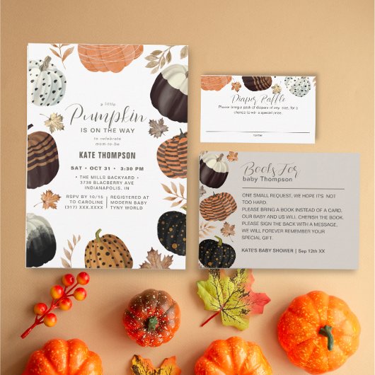 Unieke Herfst geschilderd klein pompoen Baby showe Kaart