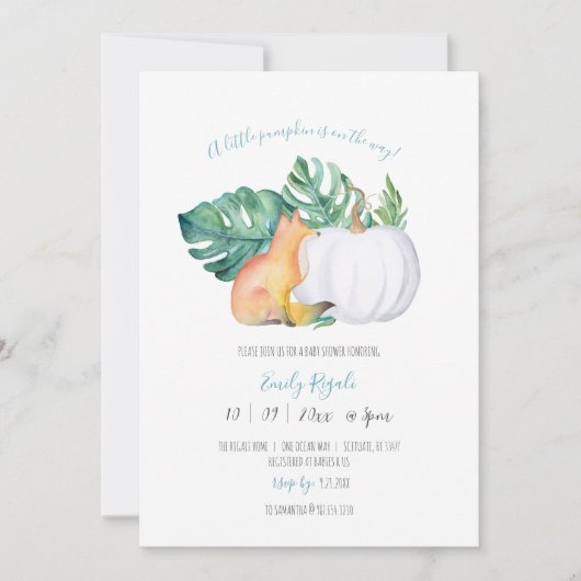 Unieke Herfst Uitnodiging tot Baby shower (Voorkant)