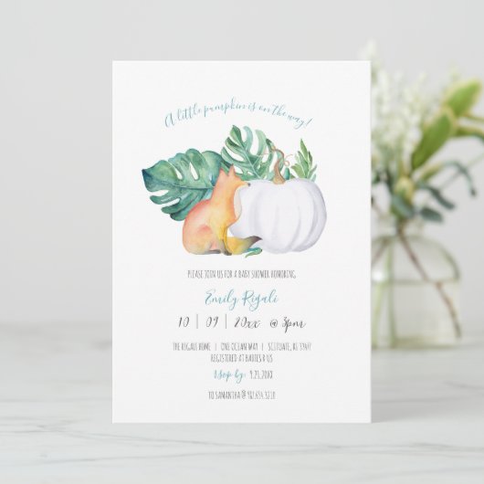 Unieke Herfst Uitnodiging tot Baby shower (Staand voorkant)