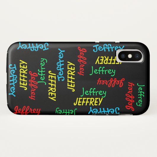Unieke herhalingsnamen op zwart, speciaal geperson Case-Mate iPhone case (Achterkant (horizontaal))