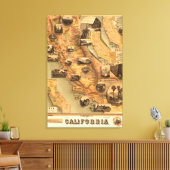  Unieke herstelkaart van Californië, 1885 Canvas Afdruk (Insitu (Woonkamer))