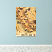  Unieke herstelkaart van Californië, 1885 Canvas Afdruk (Insitu (Houten vloer))
