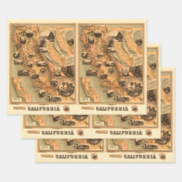  Unieke herstelkaart van Californië, 1885 Inpakpapier Vel
