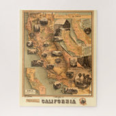  Unieke herstelkaart van Californië, 1885 Legpuzzel (Verticaal)