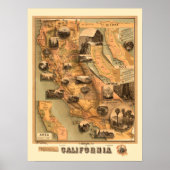  Unieke herstelkaart van Californië, 1885 Poster (Voorkant)