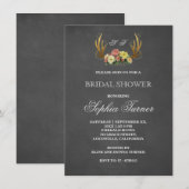 Unieke hertengewei bloemenkrijtbord bruidsdouche kaart (Voorkant / Achterkant)