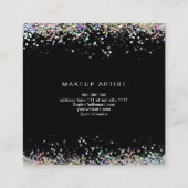 Unieke Holografische Glitter Lips Beauty Zwart Vierkante Visitekaartje (Achterkant)
