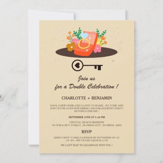 Unieke Housewarming en Engagement Party Kaart (Voorkant)
