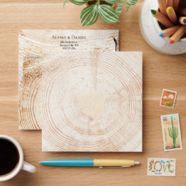 Unieke houten korrelboom ring Aangepast adres Envelop