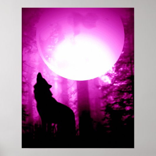 Unieke Howling Wolf Silhouette Poster (Voorkant)