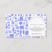 unieke huishouding blauw patroon Schoonmaak Servic Visitekaartje (Voorkant)