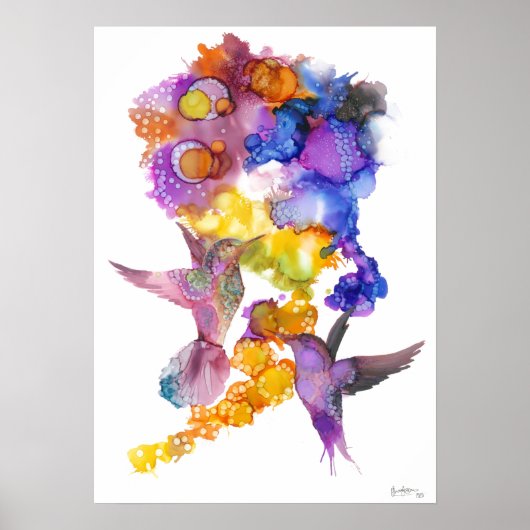 Unieke Hummingbird Alcohol Ink Print (Voorkant)