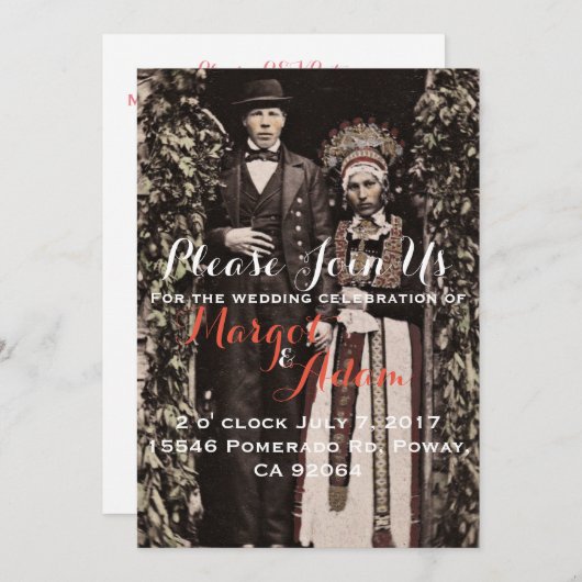 Unieke huwelijksuitnodiging, eigenzinnig,  kaart (Voorkant / Achterkant)