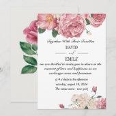 Unieke huwelijksuitnodiging met rode en witte Roze Save The Date (Voorkant / Achterkant)