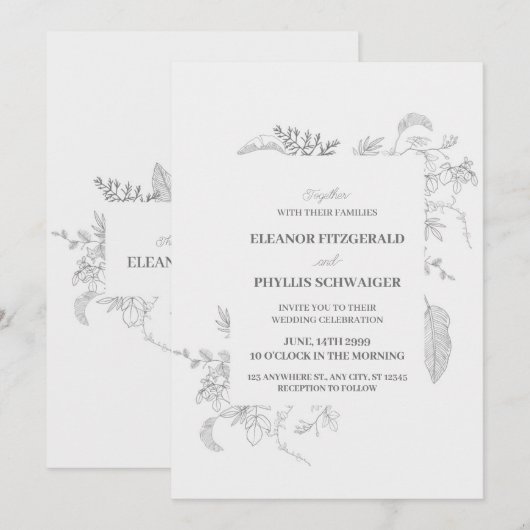 Unieke huwelijksuitnodigingen kaart (Voorkant / Achterkant)