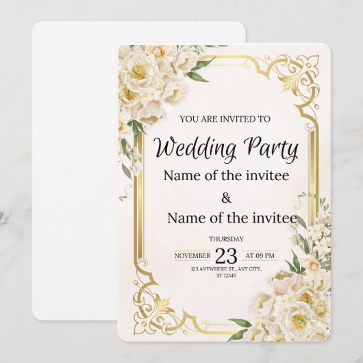 Unieke huwelijksuitnodigingen kaart (Voorkant / Achterkant)