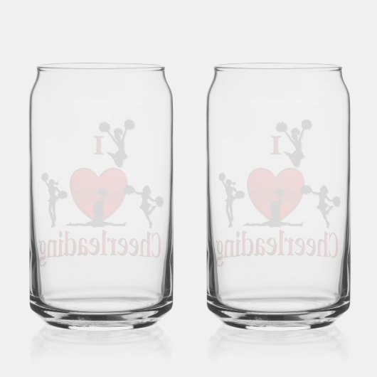 Unieke I Heart Cheerlead Blikvorm Glas (Achterkant)
