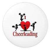 Unieke I Heart Cheerlead Keramische Knop (Voorkant)