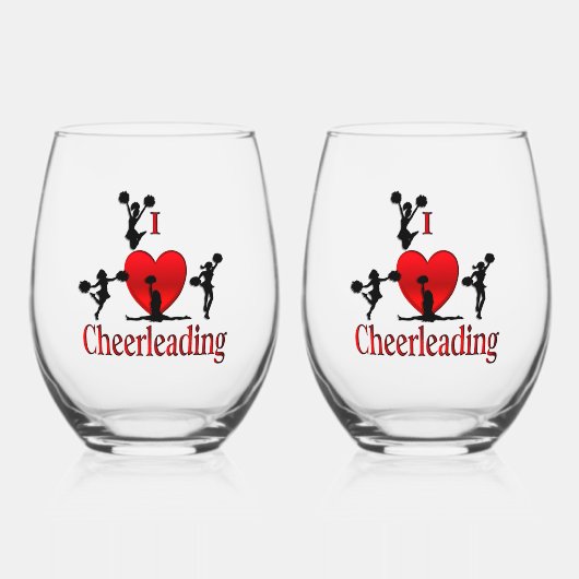 Unieke I Heart Cheerlead Wijnglas Zonder Voet (Voorkant)