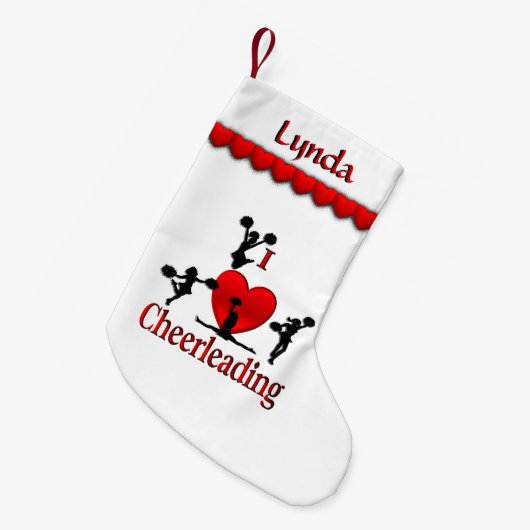 Unieke I Heart Cheerleading - gepersonaliseerd Kleine Kerstsok (Voorkant (Hangend))