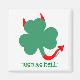 Unieke Ierse Shamrock Devil Horns Spiked Tail Magneet