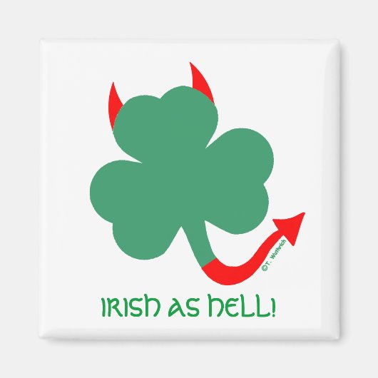 Unieke Ierse Shamrock Devil Horns Spiked Tail Magneet (Voorkant)