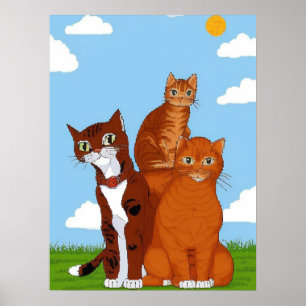Unieke illustratie van de Kat Familie Kunst Printa Poster