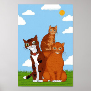Unieke illustratie van kattenfamilie downloaden Po Poster