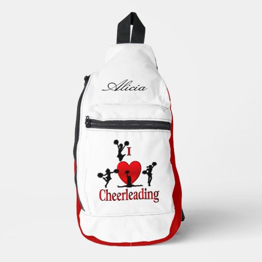 Unieke in hart cheerleading persoonlijke naam sling bag (Voorkant)