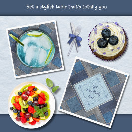 Unieke Indigo Denim Jeans Verjaardagsfeest Servett Servet