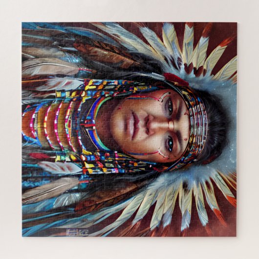 Unieke inheemse Amerikaanse krijger Legpuzzel (Horizontaal)