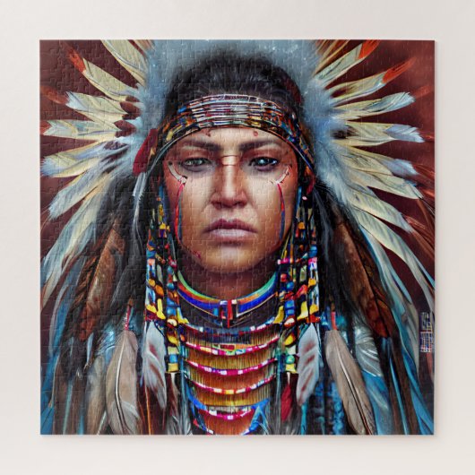 Unieke inheemse Amerikaanse krijger Legpuzzel (Verticaal)