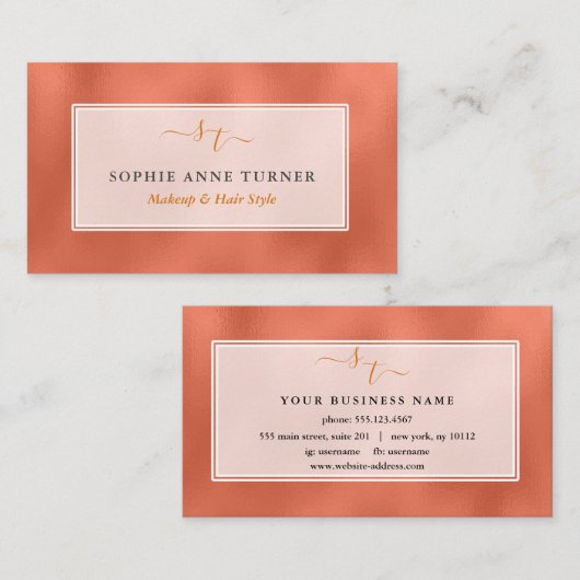 Unieke Initialen Calligrafie Logo Kopermerk Visitekaartje (Voorkant / Achterkant)