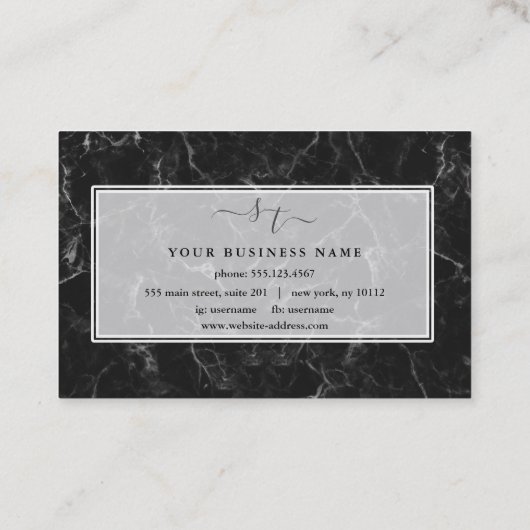 Unieke Initialen Calligrafie Logo Marmer Branding Visitekaartje (Achterkant)