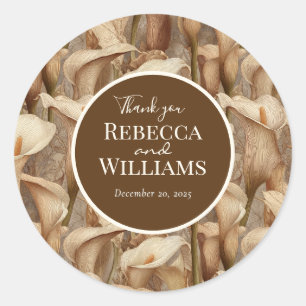 Unieke Ivoor Calla Lelies Tuin Botanische Bruiloft Ronde Sticker